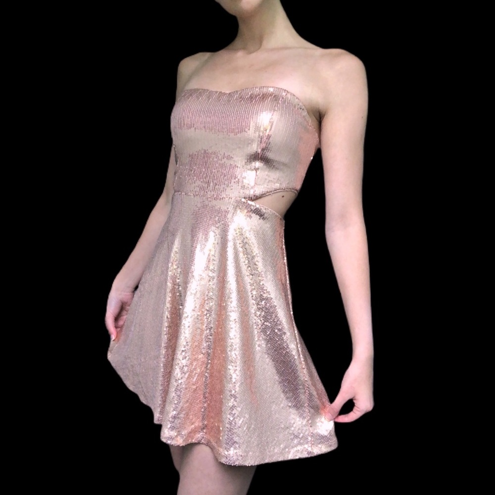 Rose Gold Sequin Skater Dress
